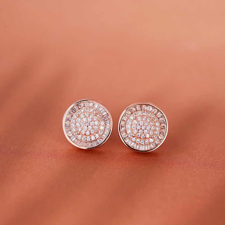 Classic round rose gold earrings