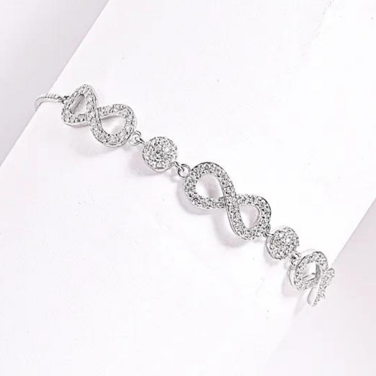 Silver Zircon Infinity Bracelets