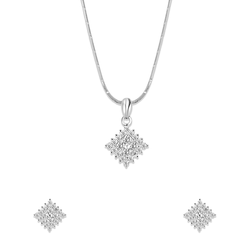 Silver divine flower pendant set