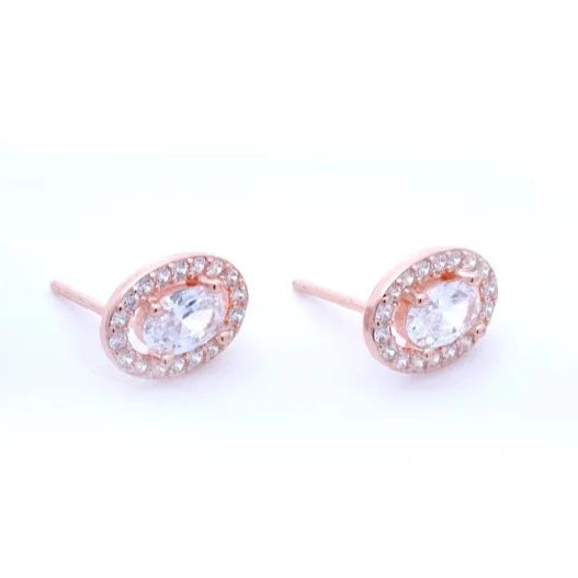 Rose gold oval zircon beauty earring