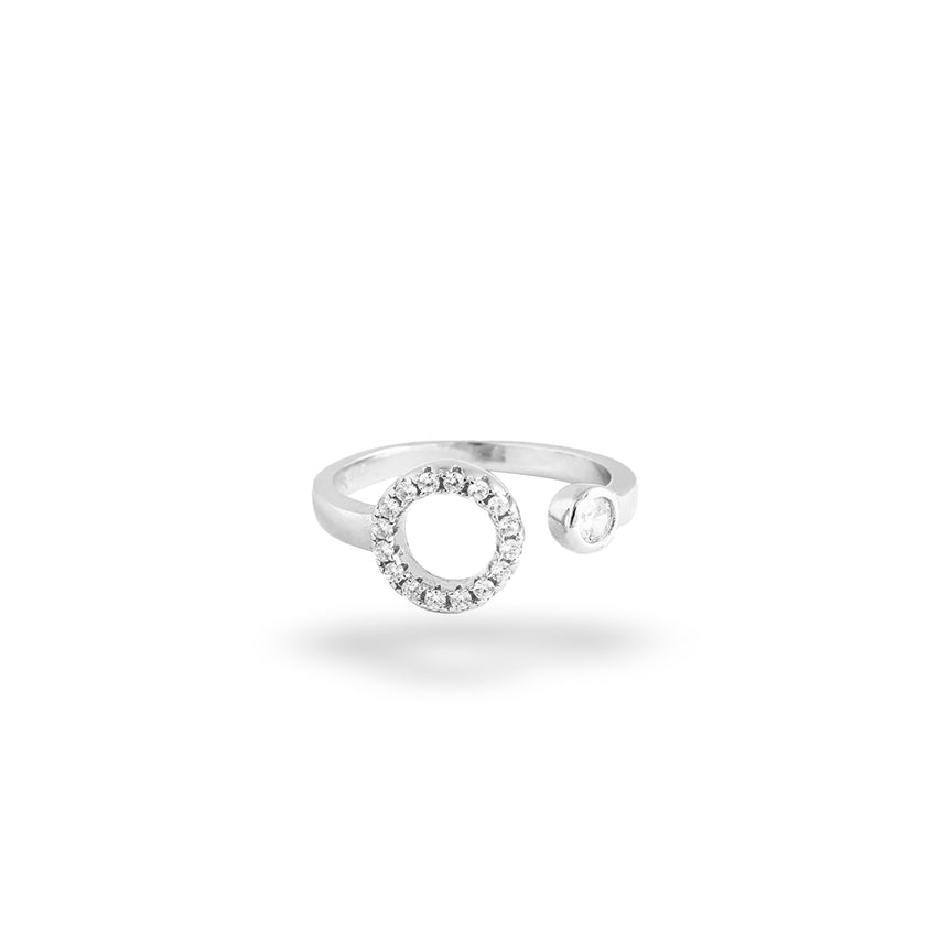Silver zircon halo ring