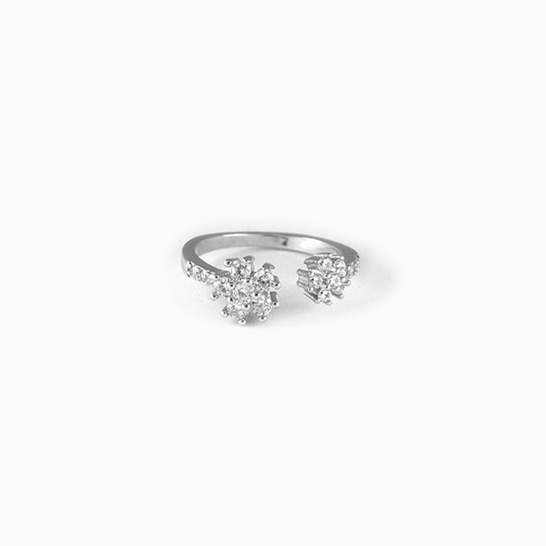 Silver crystal daisy ring