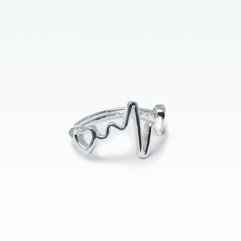 Silver Heart beat ring