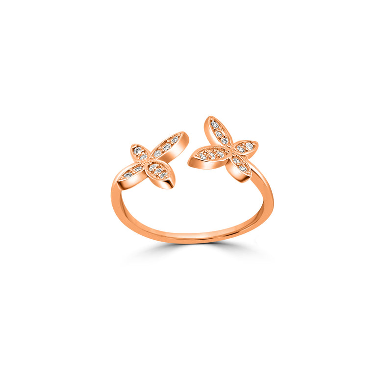 Rose gold twin daisy ring