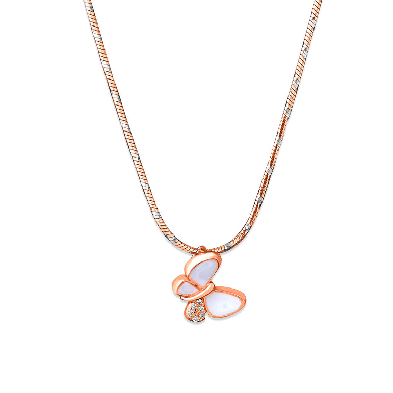 Rose gold flying butterfly necklace set