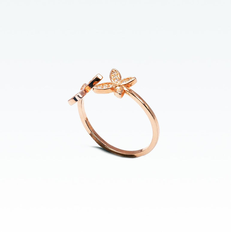 Rose gold twin daisy ring