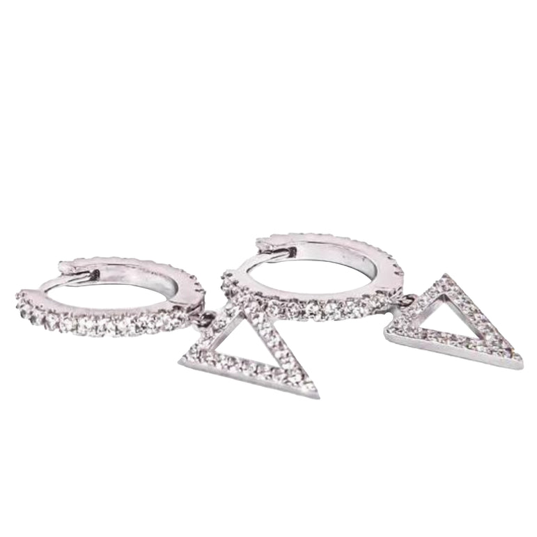 Silver Hoop Triangle Earrings