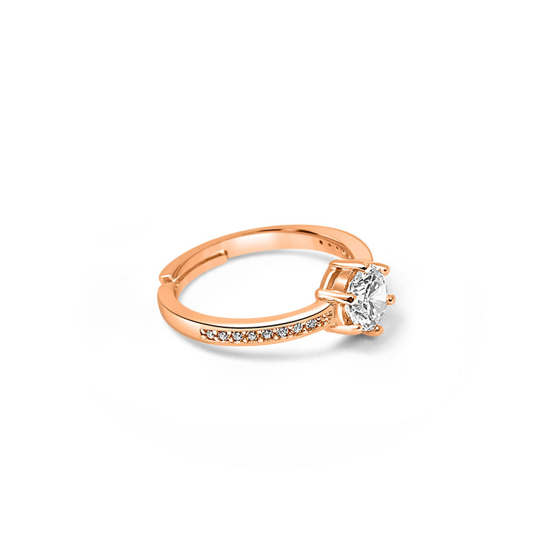 Rose gold classic zircon ring