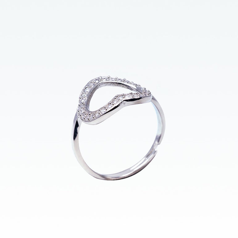 Halo heart silver zircon ring