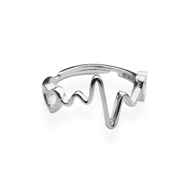 Silver Heart beat ring