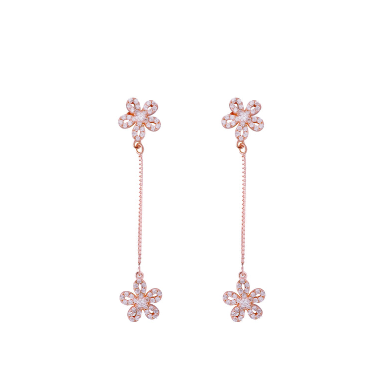 Rose gold flower drop earrings