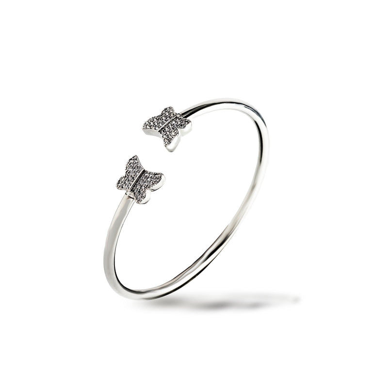 Silver dancing butterfly bracelet