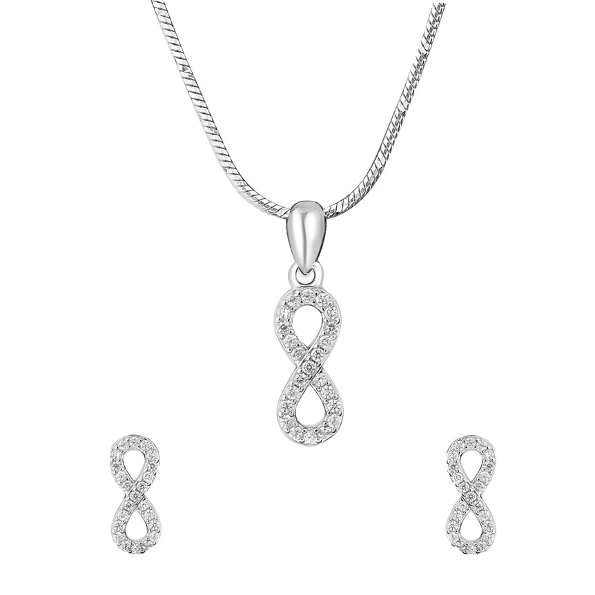 Silver infinity modern necklace set