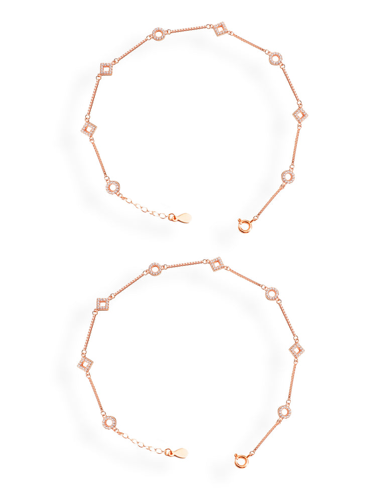 Rose Gold Silver Link Chain Anklet