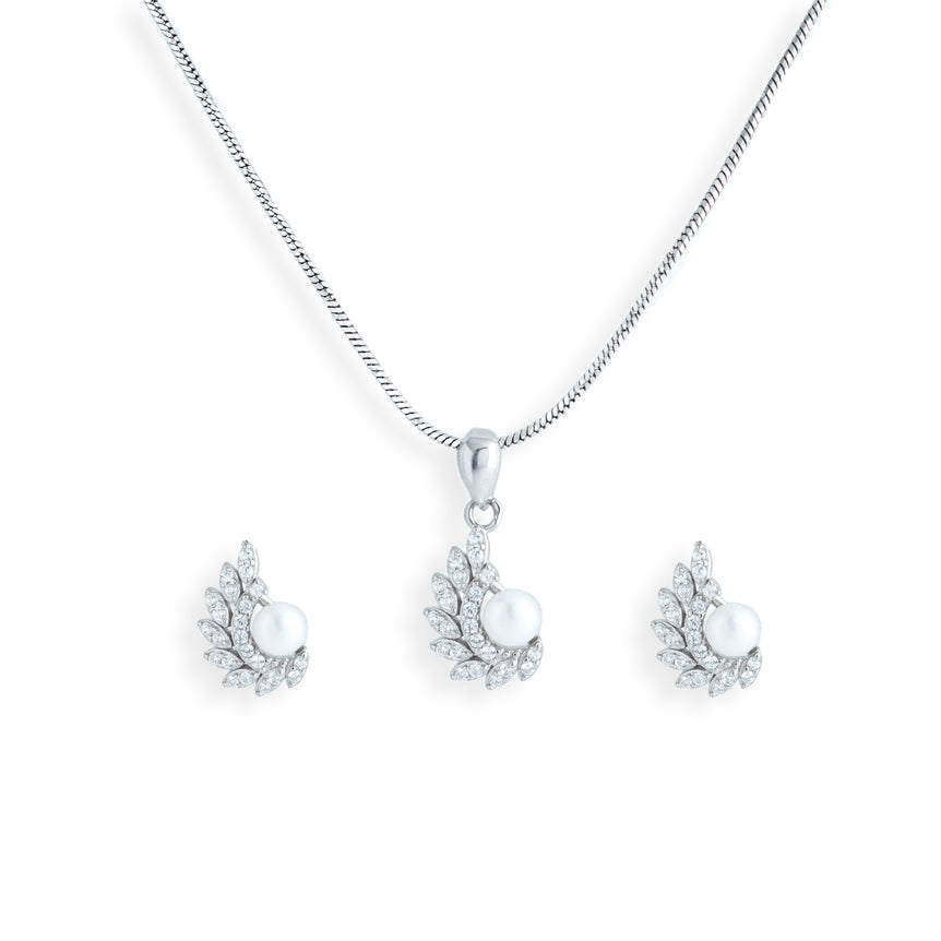Pearl Petal Leafy Luster necklace set