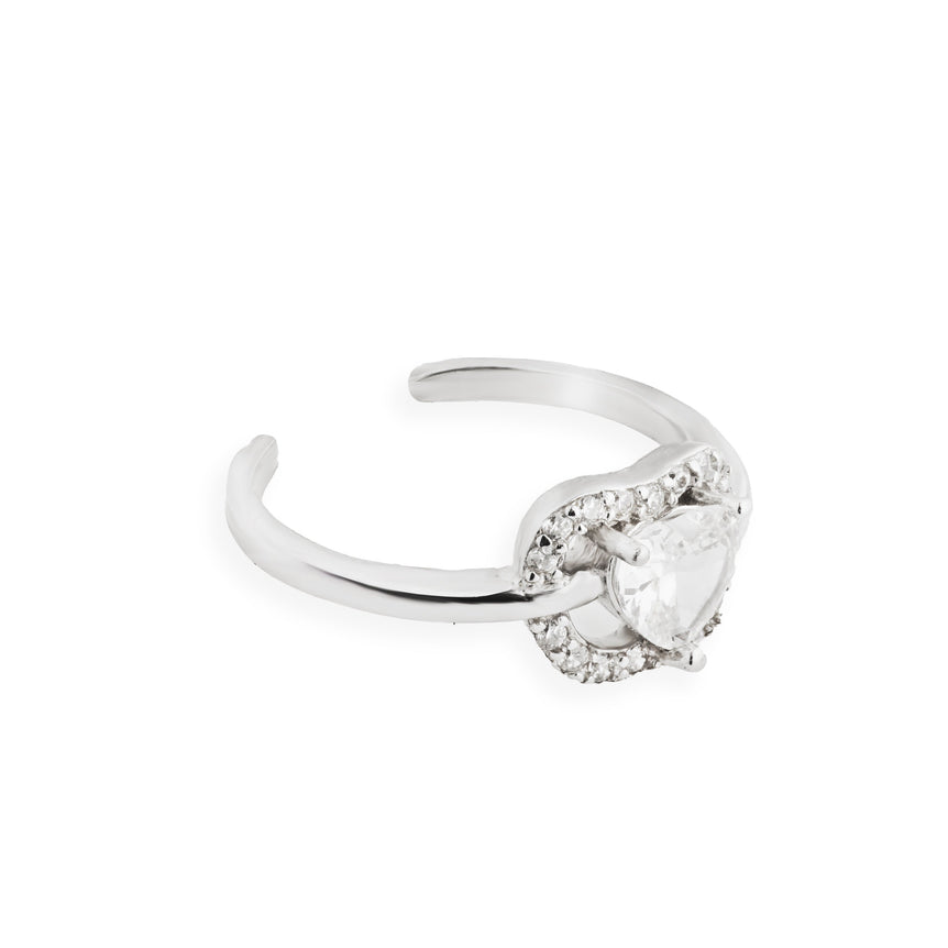 Silver Zircon crystal love Ring