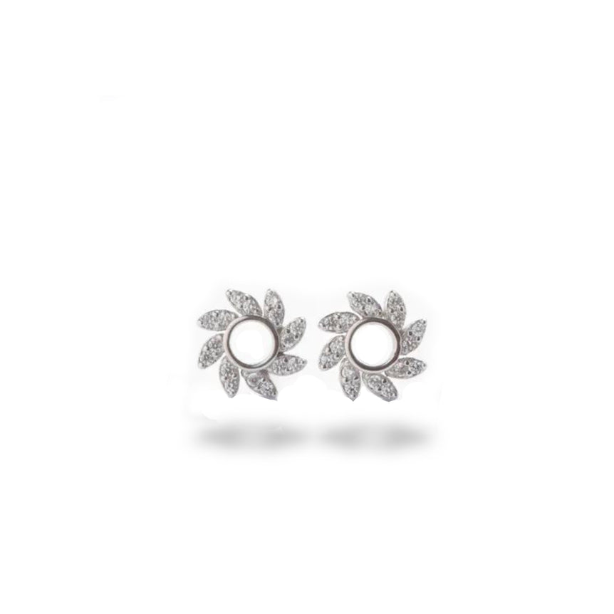 Silver Flower Twirl Earrings
