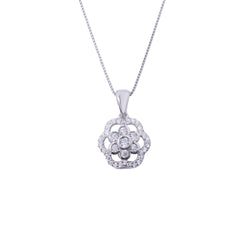 Flower Zircon Pendant With Silver 925 Sterling Chain