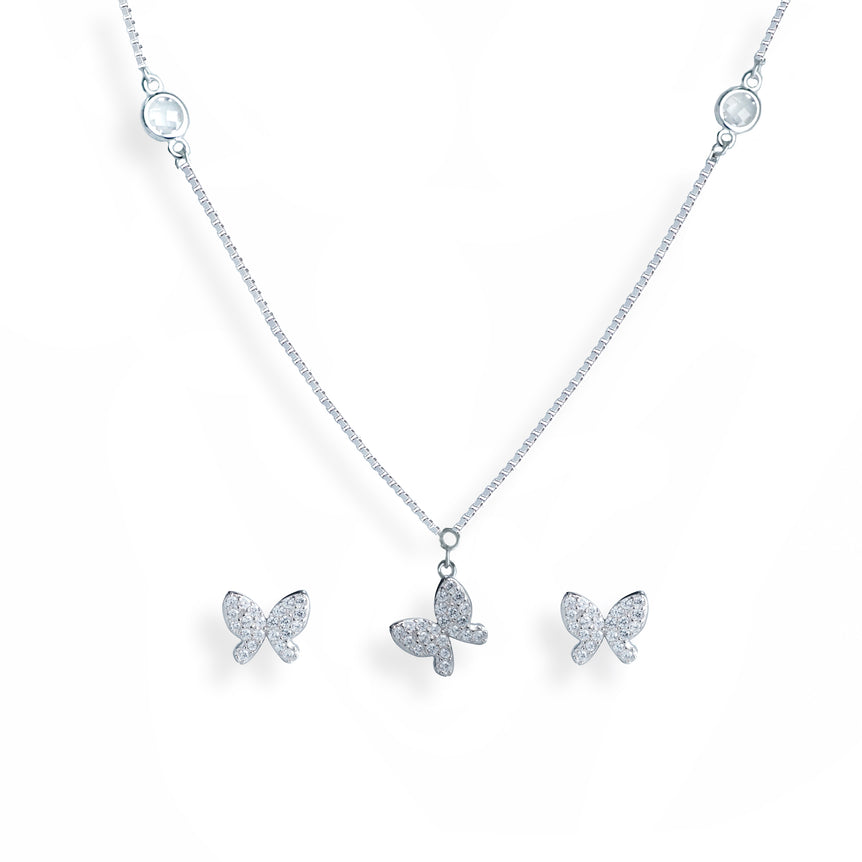 Winged Beauty silver necklace set