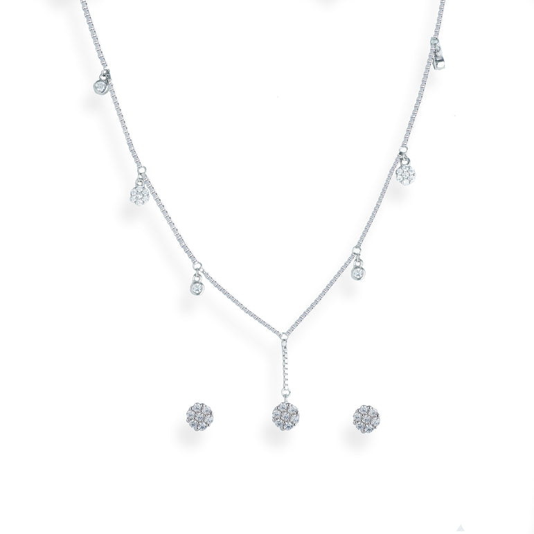 Lunar Whispers Silver Zircon Necklace Set