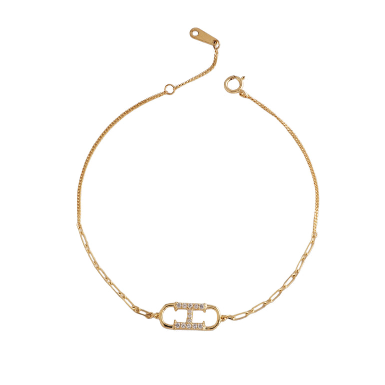Elegant gold plated H Bracelet