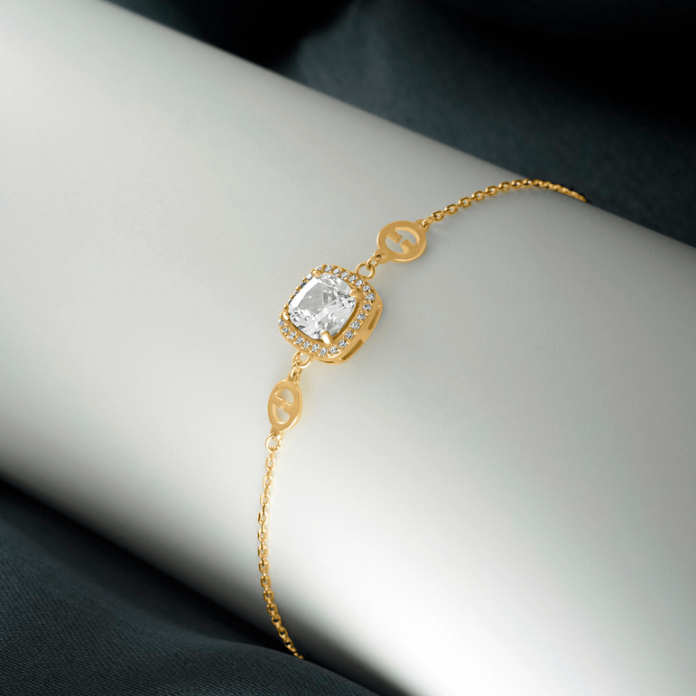 Golden square zircon bracelet