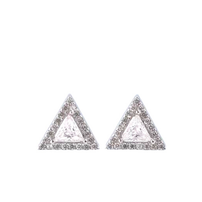 Silver Elegant Zircon Triangle Studs