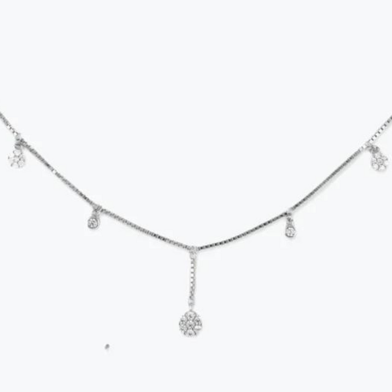 Silver Flower bud Necklace With Stud