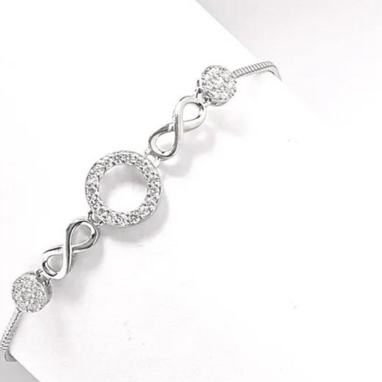 Sterling Silver Sparkly Infinity Bracelet