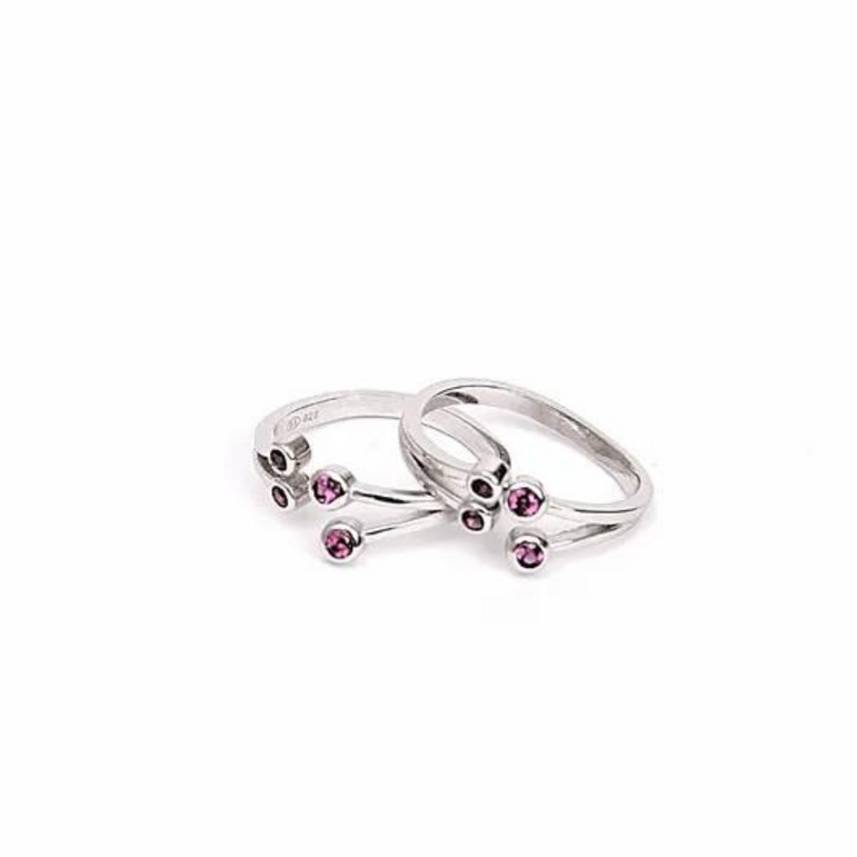 Silver Pink Stone Toe Ring