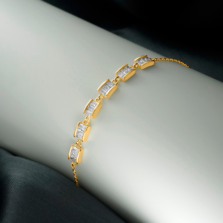 Golden sequential zircon bracelet