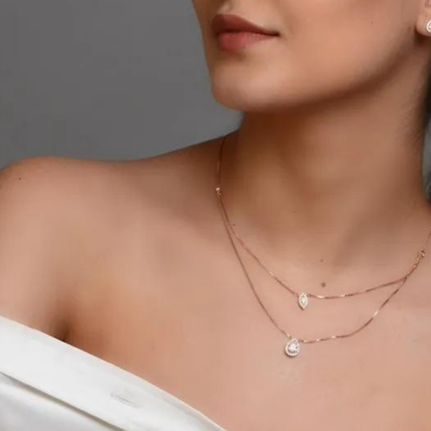Rose gold Marquise Radiant Necklace
