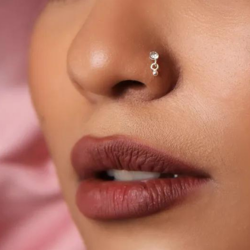 Silver Crystal Nose Pin