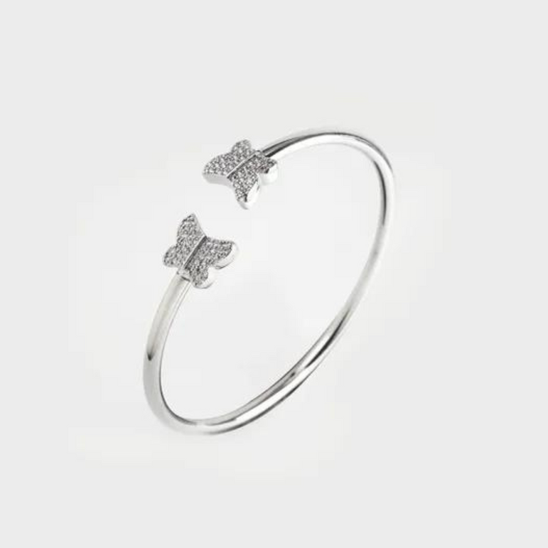 Silver dancing butterfly bracelet