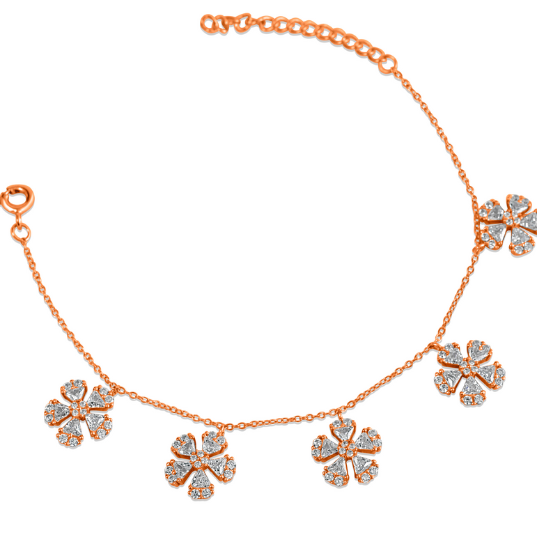 Rose Gold Flower Charm Bracelet