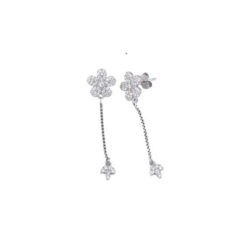 Silver Sterling Blooming Flower Necklace With Stud