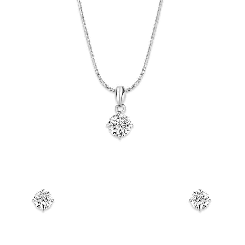 Silver minimal beauty pendant set