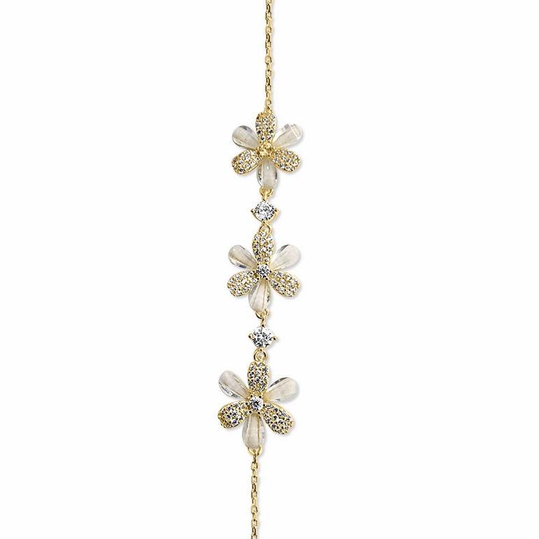 Golden daisy flower trio bracelet