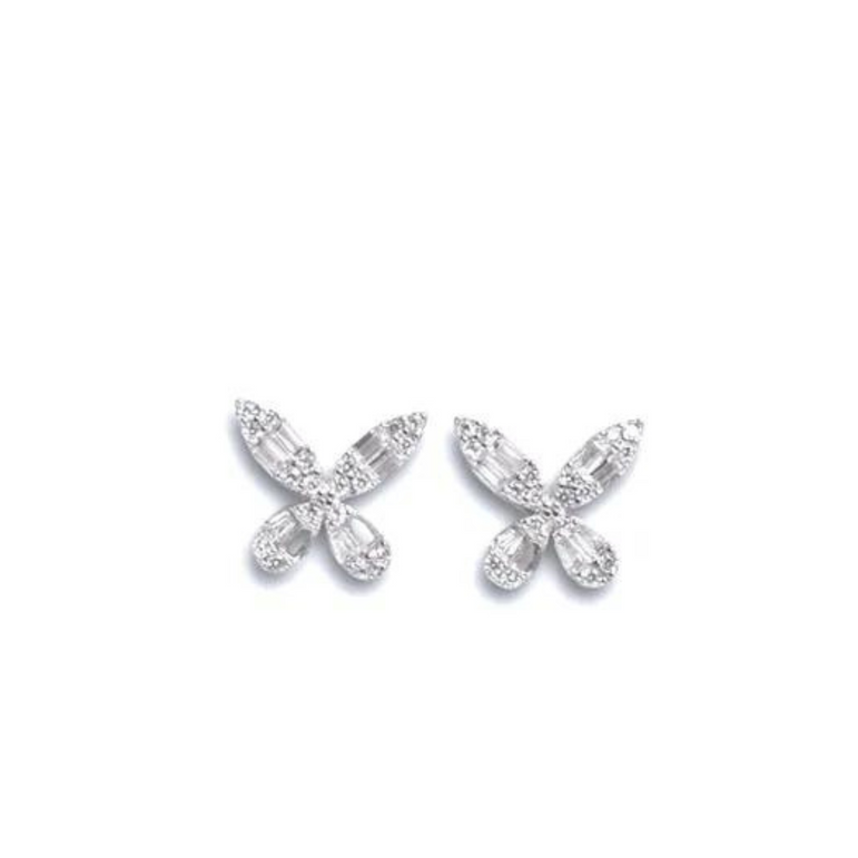 Silver Flower Petal Earrings