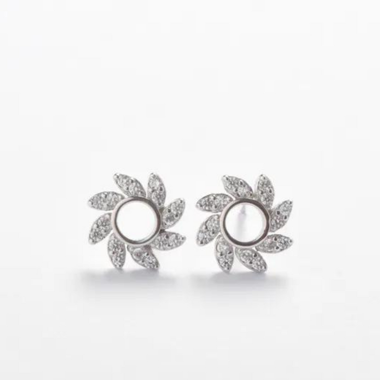 Silver Flower Twirl Earrings