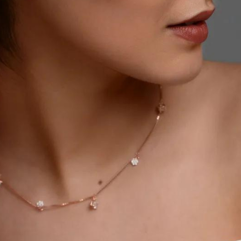 Rose gold Diamond Charm Necklace