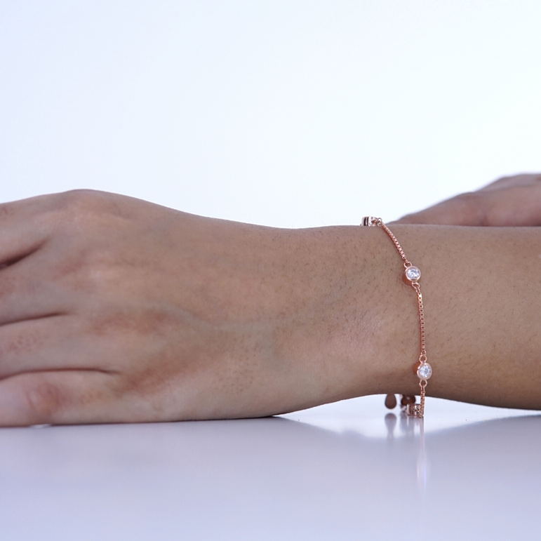 Rose gold simple zircon bracelet