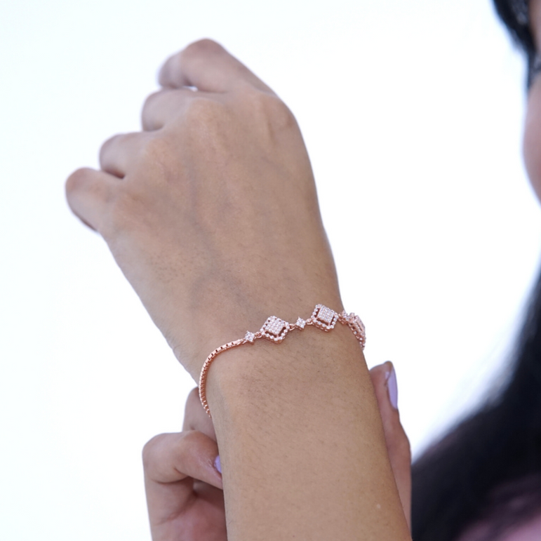 Rose gold rhombus classy bracelet