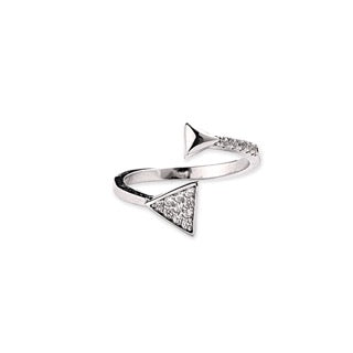 Silver zircon triangle ring
