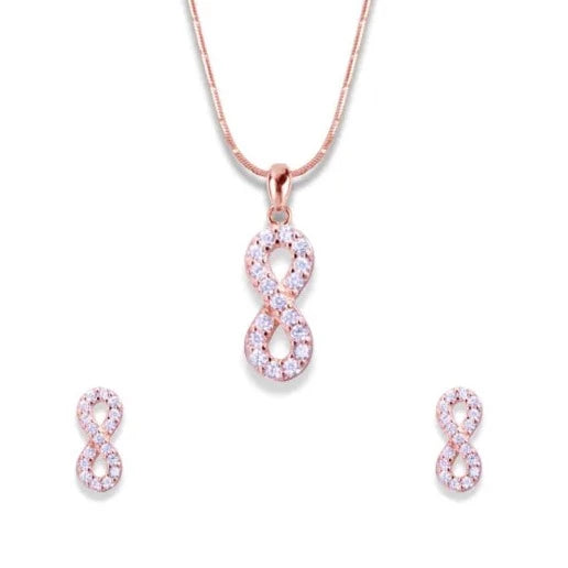 Rose gold infinity modern necklace set