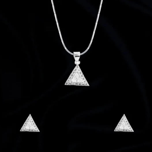 Twin triangle solitaire pendant set