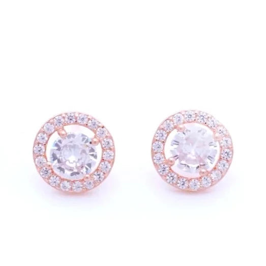 Rose gold round diamond cut earring