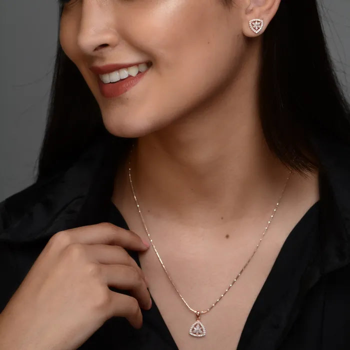 Rose gold nora crystal pendant set
