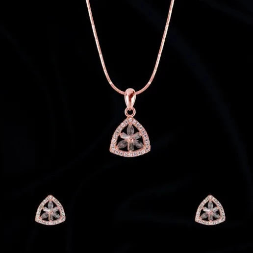 Rose gold nora crystal pendant set