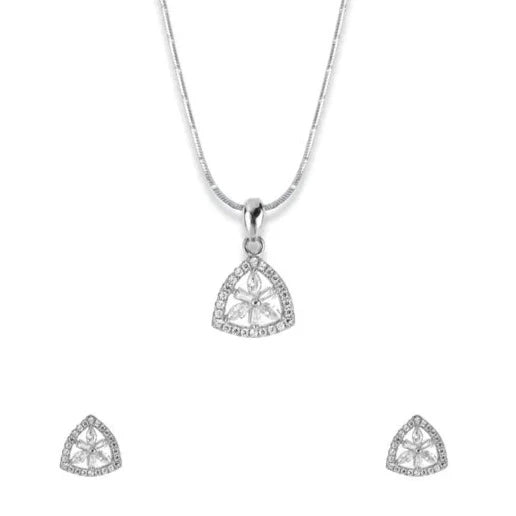 Silver nora crystal pendant set